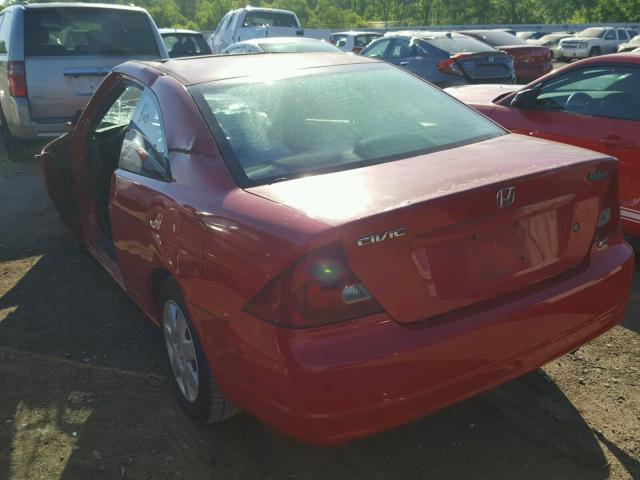 1HGEM22901L109903 - 2001 HONDA CIVIC SI RED photo 3