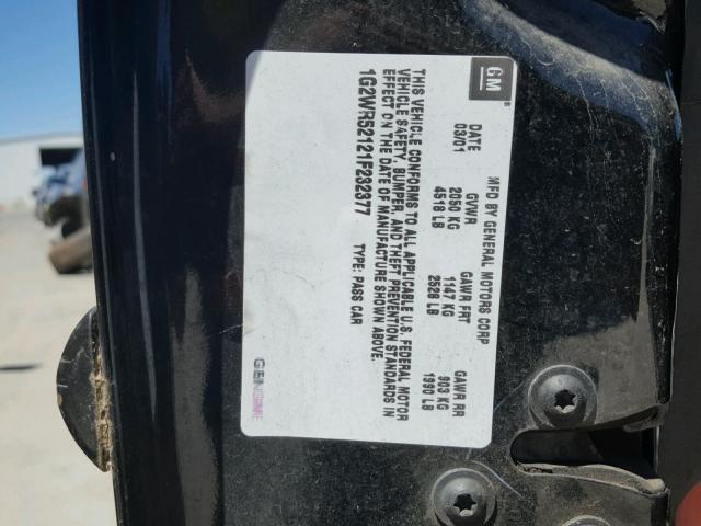 1G2WR52121F232377 - 2001 PONTIAC GRAND PRIX BLACK photo 10