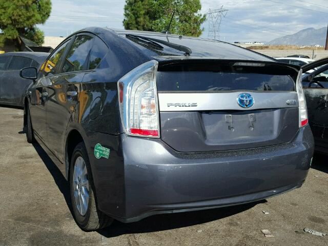 JTDKN3DP9E3053997 - 2014 TOYOTA PRIUS PLUG CHARCOAL photo 3