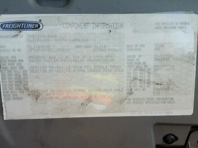 1FUJF0CV27LY88570 - 2007 FREIGHTLINER COLUMBIA 1 YELLOW photo 10