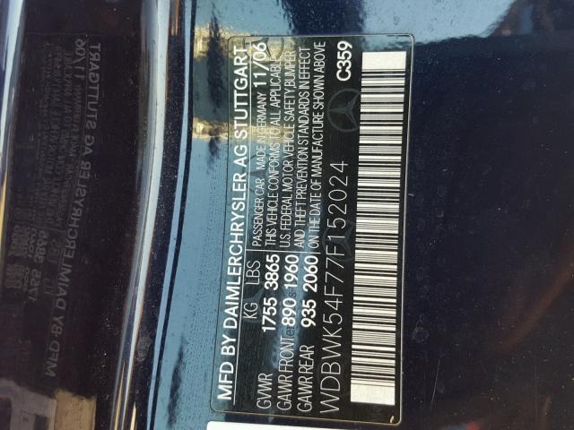 WDBWK54F77F152024 - 2007 MERCEDES-BENZ SLK 280 BLUE photo 10