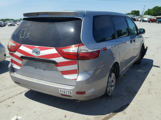 5TDZK3DC6GS720627 - 2016 TOYOTA SIENNA BAS SILVER photo 4