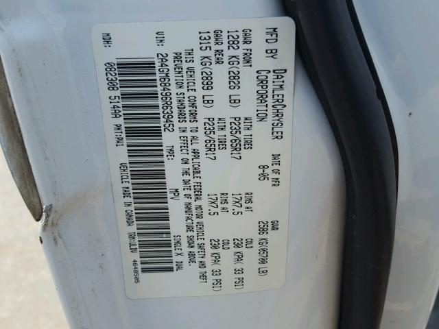 2A4GM68496R639452 - 2006 CHRYSLER PACIFICA T WHITE photo 10