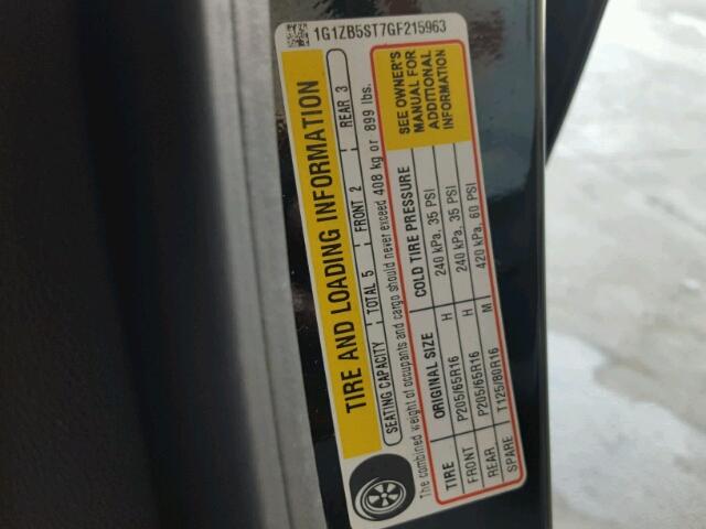 1G1ZB5ST7GF215963 - 2016 CHEVROLET MALIBU LS შავი ფოტო 10