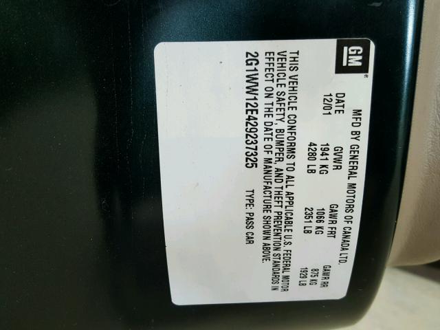 2G1WW12E429237325 - 2002 CHEVROLET MONTE CARL 绿色 照片 10