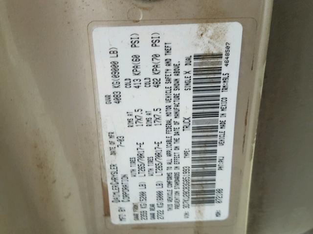 3D7KU28C83G851993 - 2003 DODGE RAM 2500 S GOLD photo 10