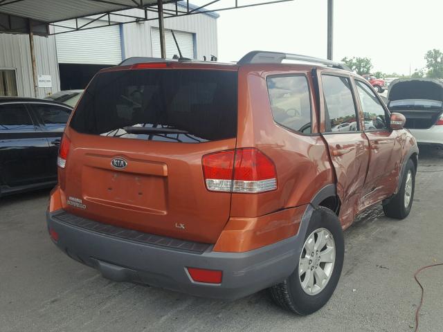 KNDJJ741495035850 - 2009 KIA BORREGO LX ORANGE photo 4