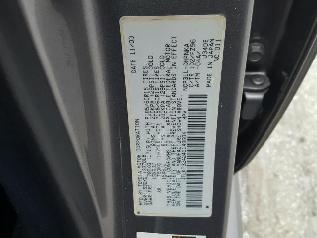 JTLKT324240149604 - 2004 TOYOTA SCION XB თაფლისფერი ფოტო 10