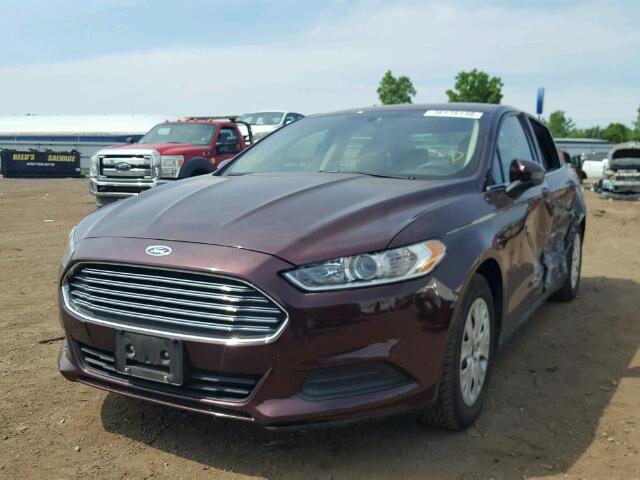 3FA6P0G76DR127176 - 2013 FORD FUSION S MAROON photo 2