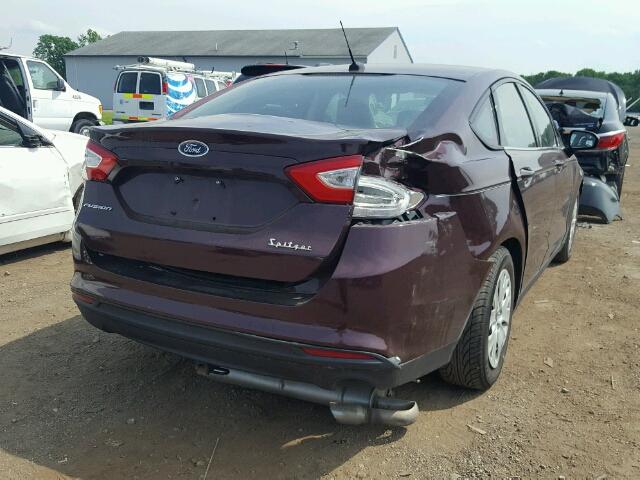 3FA6P0G76DR127176 - 2013 FORD FUSION S MAROON photo 4