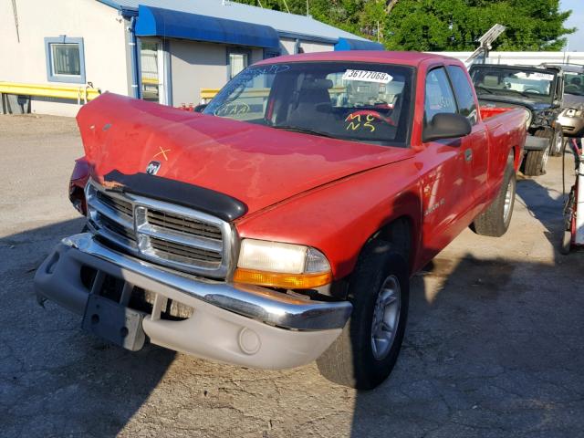 1B7GL22X3YS537778 - 2000 DODGE DAKOTA RED photo 2