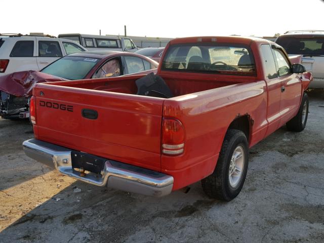 1B7GL22X3YS537778 - 2000 DODGE DAKOTA RED photo 4