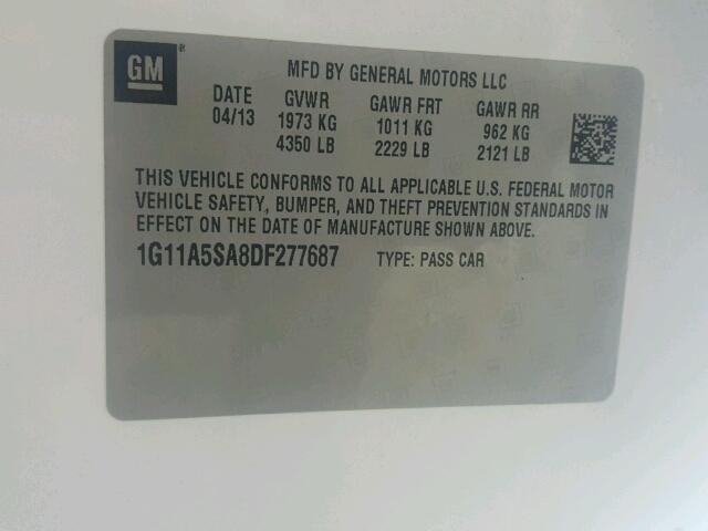 1G11A5SA8DF277687 - 2013 CHEVROLET MALIBU LS 白色 照片 10