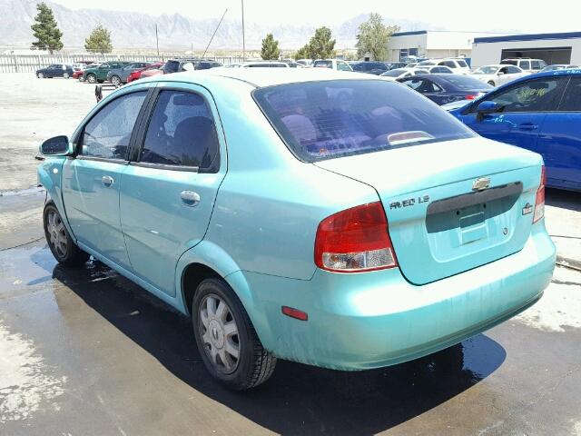 KL1TD52615B376287 - 2005 CHEVROLET AVEO BASE Turquoise photo 3