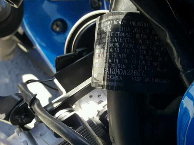 JKAEX8A18HDA32607 - 2017 KAWASAKI EX300 A BLUE photo 10