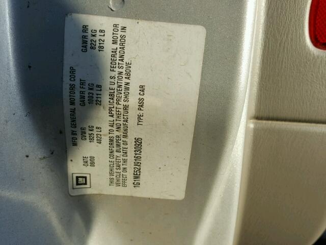 1G1NE52J916130926 - 2001 CHEVROLET MALIBU LS SILVER photo 10