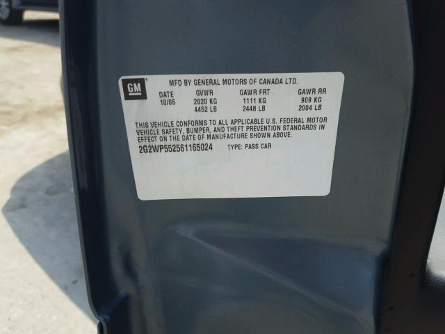 2G2WP552561165024 - 2006 PONTIAC GRAND PRIX BLUE photo 10