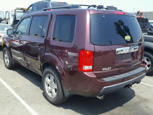 5FNYF3H75BB051938 - 2011 HONDA PILOT EXLN MAROON photo 3