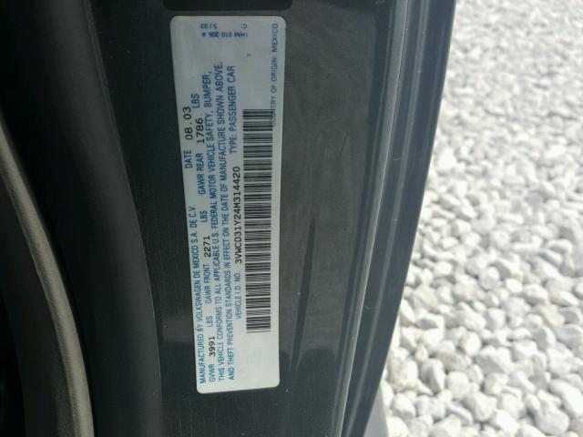 3VWCD31Y24M314420 - 2004 VOLKSWAGEN NEW BEETLE 灰色 照片 10