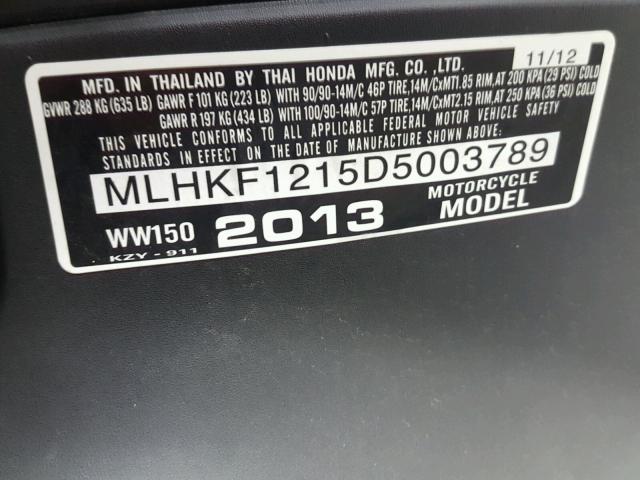 MLHKF1215D5003789 - 2013 HONDA PCX 150 BLACK photo 20