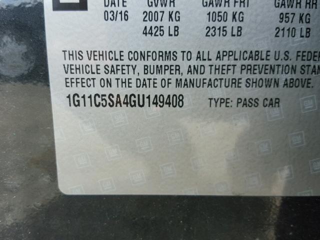 1G11C5SA4GU149408 - 2016 CHEVROLET MALIBU LIM 灰色 照片 10