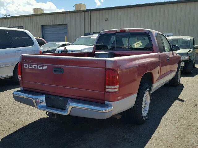 1B7GL22X7WS753498 - 1998 DODGE DAKOTA RED photo 4