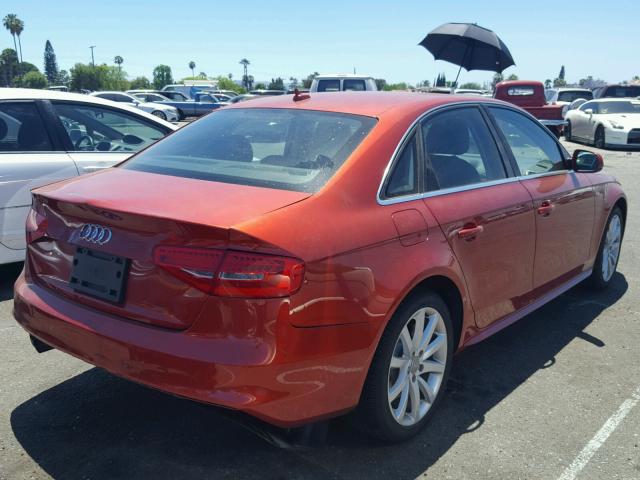 WAUAFAFL1EN033591 - 2014 AUDI A4 PREMIUM ORANGE photo 4