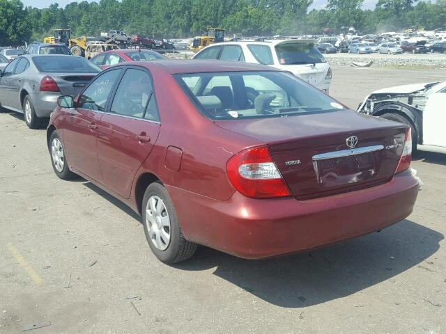 4T1BE32K02U091711 - 2002 TOYOTA CAMRY LE MAROON photo 3