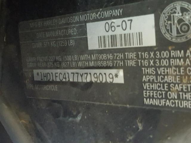 1HD1FC4177Y719019 - 2007 HARLEY-DAVIDSON FLHTCUI Көк фото 10