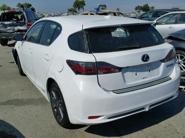 JTHKD5BH1D2169952 - 2013 LEXUS CT200H WHITE photo 3