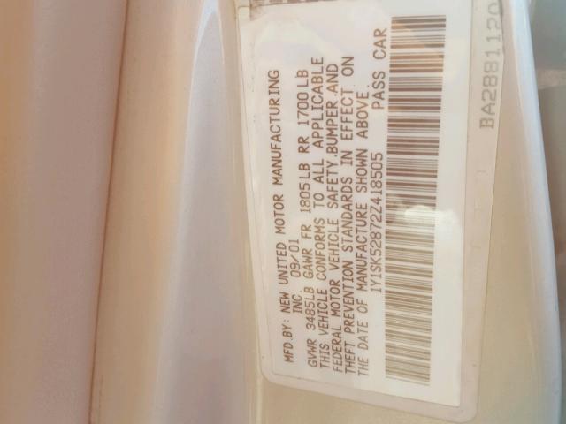 1Y1SK52872Z418505 - 2002 CHEVROLET GEO PRIZM 绿色 照片 10