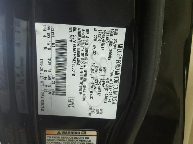 5LMEU68H94ZJ33048 - 2004 LINCOLN AVIATOR Qara foto 10