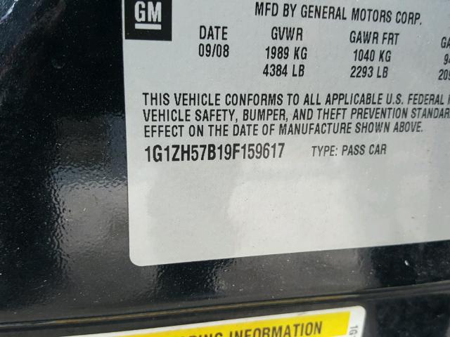 1G1ZH57B19F159617 - 2009 CHEVROLET MALIBU 1LT 黑色 照片 10