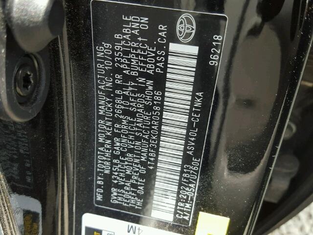 4T4BF3EK0AR058186 - 2010 TOYOTA CAMRY/SE/L BLACK photo 10