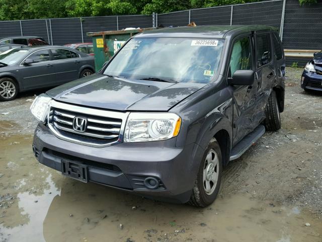 5FNYF4H22EB025229 - 2014 HONDA PILOT LX GRAY photo 2