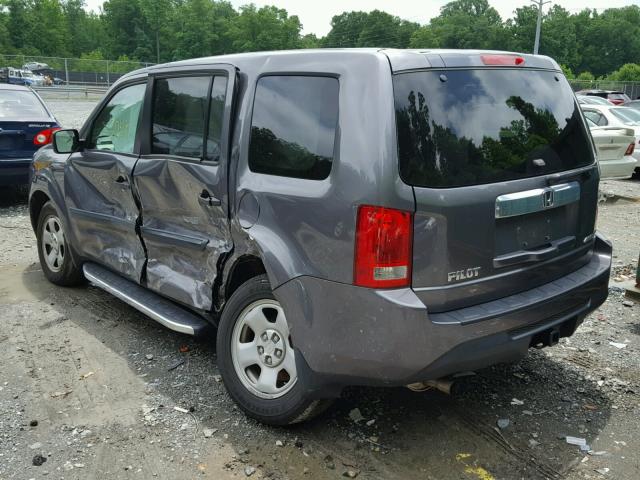 5FNYF4H22EB025229 - 2014 HONDA PILOT LX GRAY photo 3