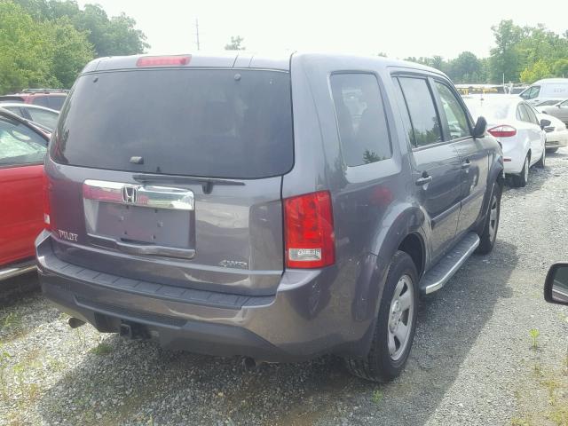 5FNYF4H22EB025229 - 2014 HONDA PILOT LX GRAY photo 4