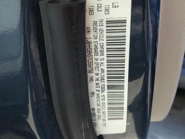 1J8HH58N57C550756 - 2007 JEEP COMMANDER 蓝色 照片 10