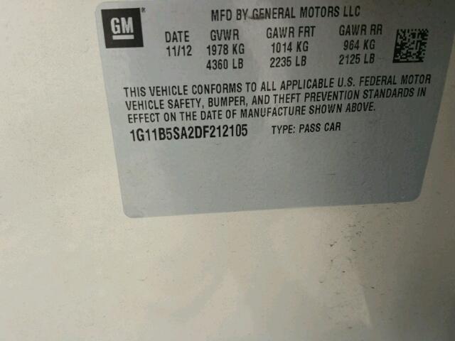 1G11B5SA2DF212105 - 2013 CHEVROLET MALIBU LS 金色 照片 10