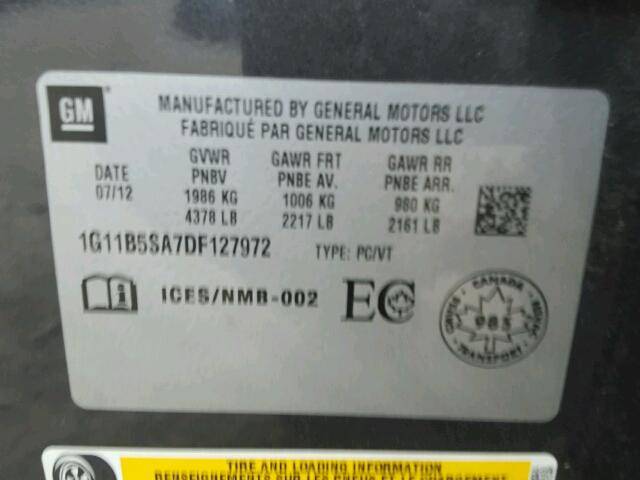 1G11B5SA7DF127972 - 2013 CHEVROLET MALIBU LS Boz foto 10