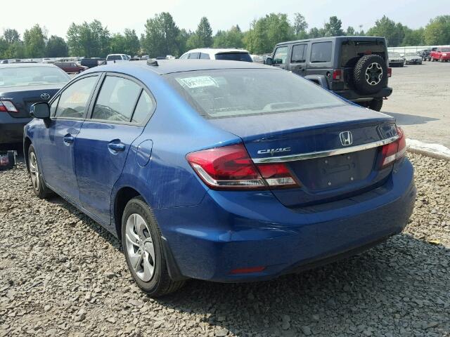 19XFB2F55DE243299 - 2013 HONDA CIVIC LX BLUE photo 3