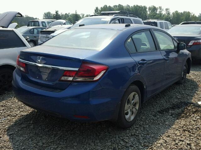 19XFB2F55DE243299 - 2013 HONDA CIVIC LX BLUE photo 4