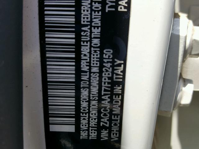 ZACCJAAT7FPB24150 - 2015 JEEP RENEGADE S Սպիտակ լուսանկար 10