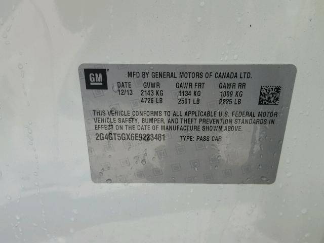 2G4GT5GX6E9223481 - 2014 BUICK REGAL GS 白色 照片 10