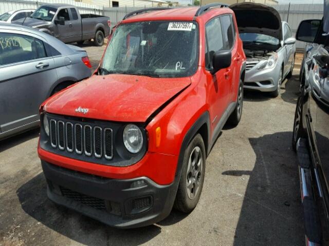 ZACCJAAT1GPD73884 - 2016 JEEP RENEGADE S RED photo 2