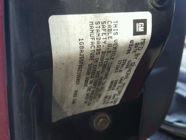 1G8AJ55F06Z195057 - 2006 SATURN ION LEVEL BURGUNDY photo 10