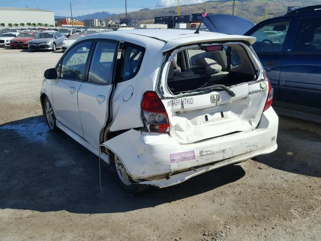 JHMGD38687S005943 - 2007 HONDA FIT S WHITE photo 3