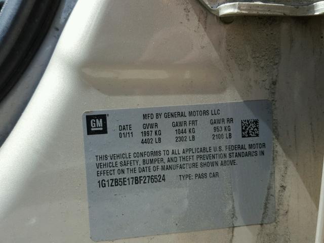 1G1ZB5E17BF276524 - 2011 CHEVROLET MALIBU LS GOLD photo 10