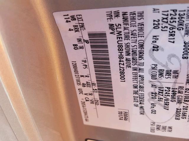 5LMEU88H84ZJ28001 - 2004 LINCOLN AVIATOR 棕色 照片 10