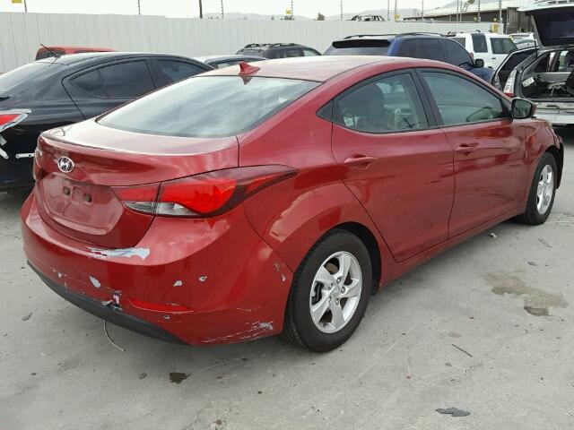 5NPDH4AE1EH544092 - 2014 HYUNDAI ELANTRA SE RED photo 4